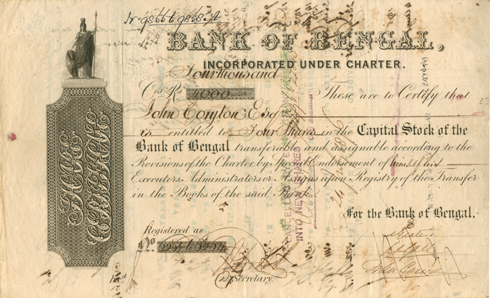 Bank of Bengal - Stock Certificate